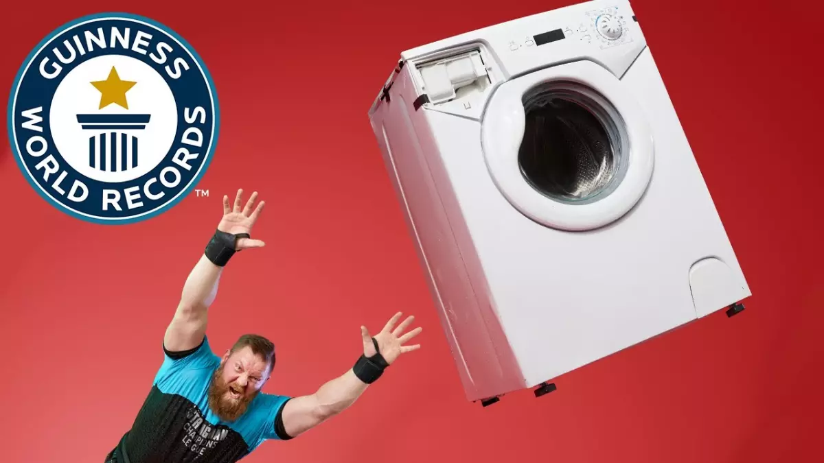Record du monde Guinness : Le lancer le plus éloigné d'une machine à laver